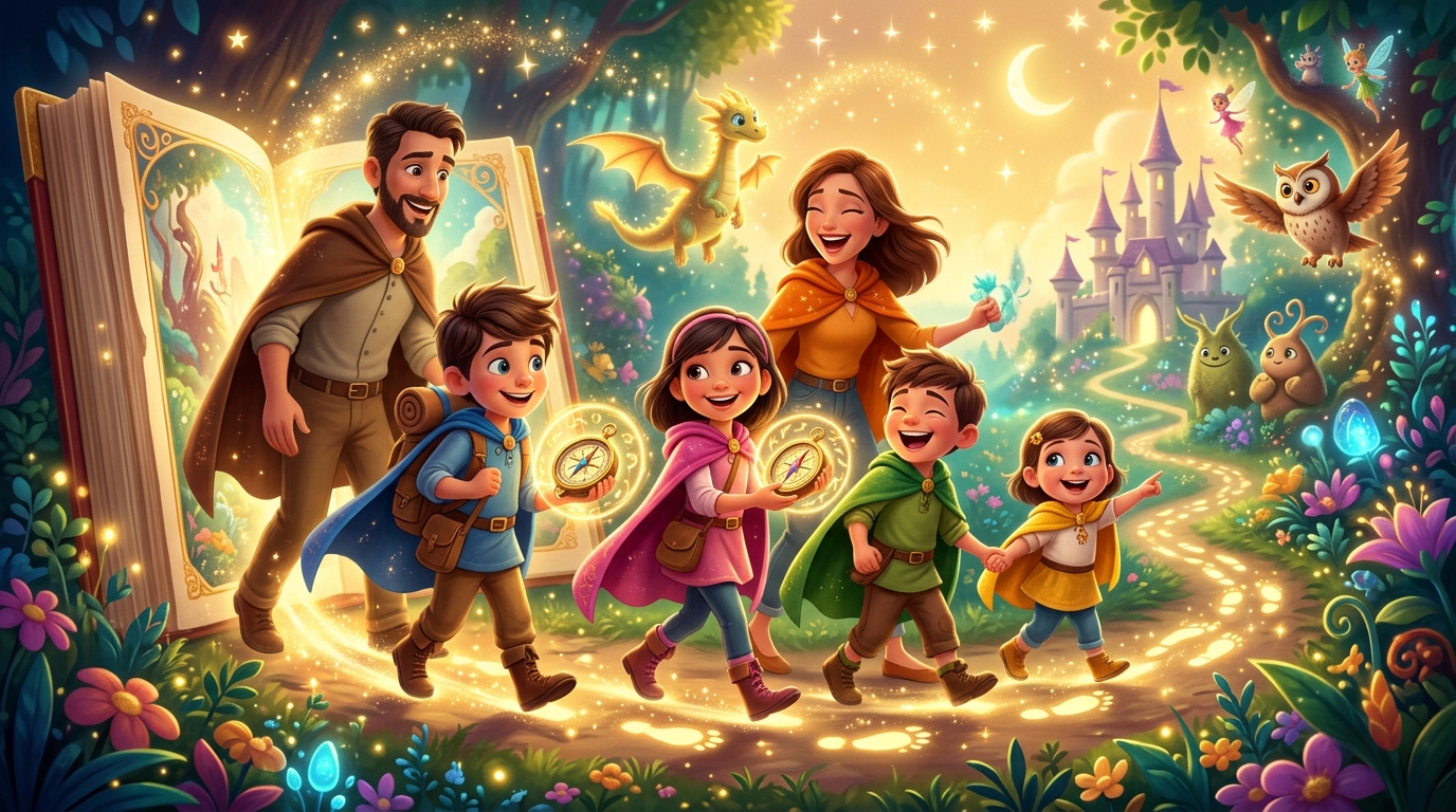 Loved ones in adventure illustration